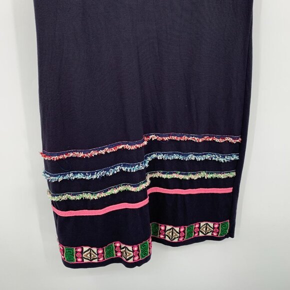 Desigual boho shift dress black sleeveless cowl neckline fringe embroidery Large - Picture 4 of 6